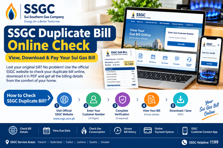 SSGC Duplicate Bill Online Check